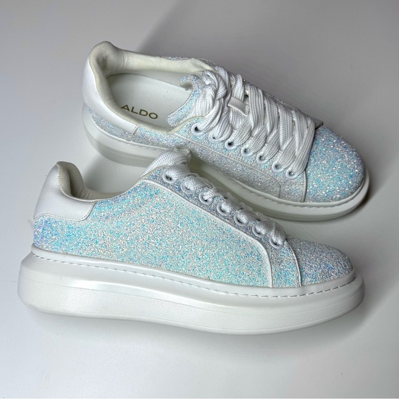 Aldo Women’s Sparkling White Glitter Sneakers Size- 7 ( New ) - Picture 5 of 10